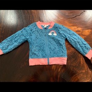 Petit Lim sz 2 toddler blue lace bomber jacket